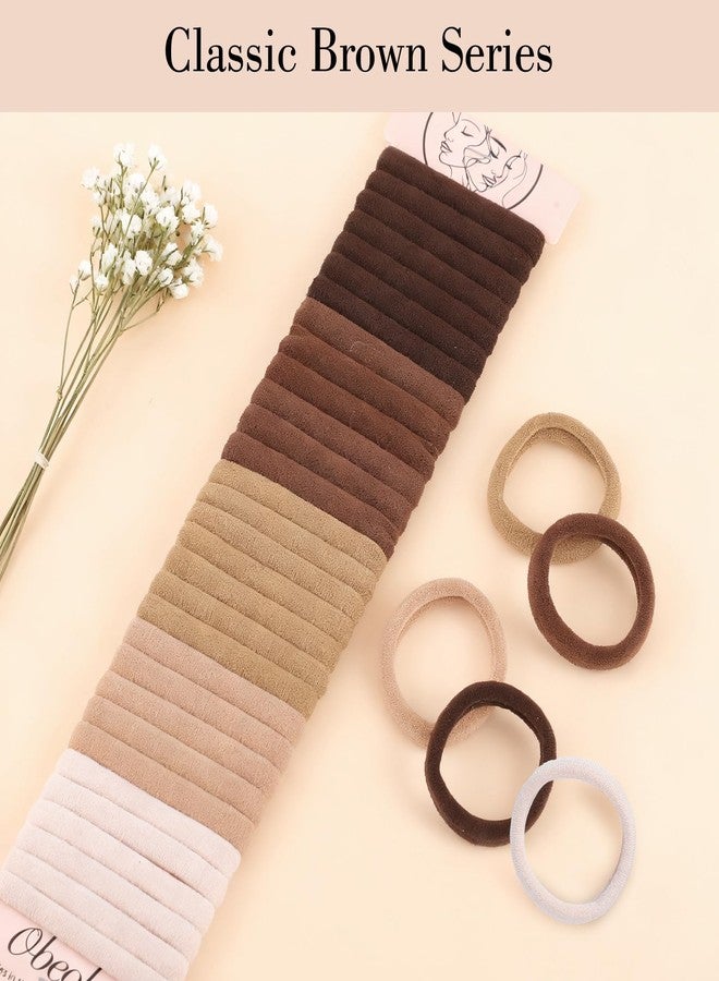 obeoby 100PCS Hair Ties for Thick Hair, Neutral Seamless Nylon Elastic Ponytail Holders Stretchy Hair Bands for Women Girls - Image 5